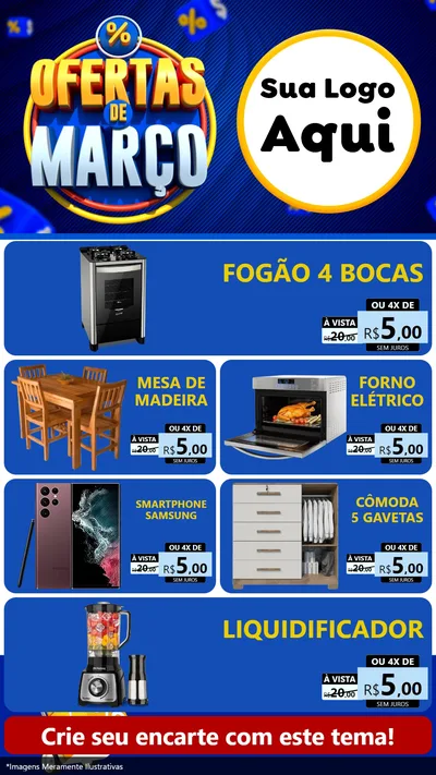 Modelo de TV para TV Vertical com o tema Ofertas de Março para Móveis e Eletro