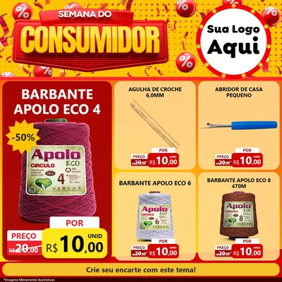 Modelo de Rede Social para Feed Facebook com o tema Semana do Consumidor para Armarinho e Aviamentos