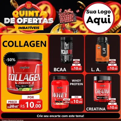 Modelo de Rede Social para Feed Facebook com o tema Quinta de Ofertas Imbatíveis para Suplementos alimentares