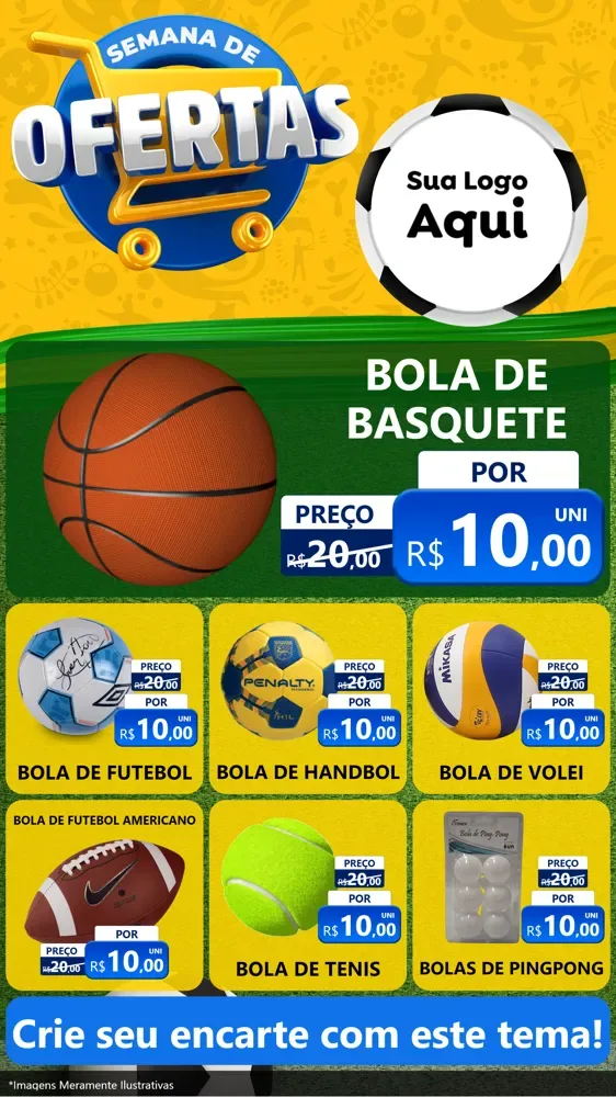Modelo de Rede Social para Stories com o tema Semana de Ofertas - Copa para Artigos Esportivos