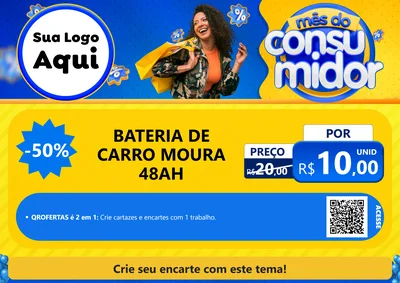 Modelo de Cartaz para Cartaz A4 Horizontal com o tema Mês do Consumidor para Baterias Elétricas