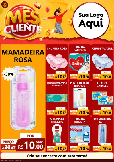 Modelo de Encarte para Encarte A4 Vertical com o tema Mês do Cliente para Bebês