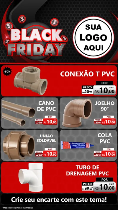 Modelo de TV para TV Vertical com o tema Black Friday para Tubos e conexões