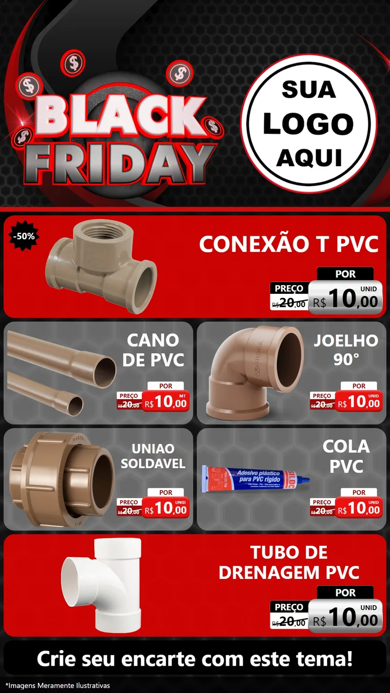 Modelo de TV para TV Vertical com o tema Black Friday para Tubos e conexões