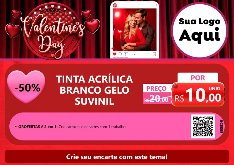 Modelo de Cartaz para Cartaz A4 Horizontal com o tema Valentine's Day para Tintas e Ferramentas