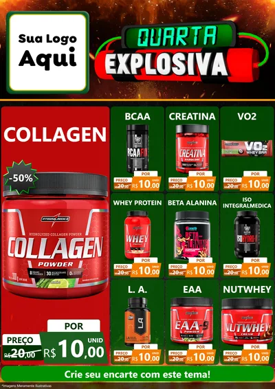 Modelo de Encarte para Encarte A4 Vertical com o tema Quarta Explosiva para Suplementos alimentares