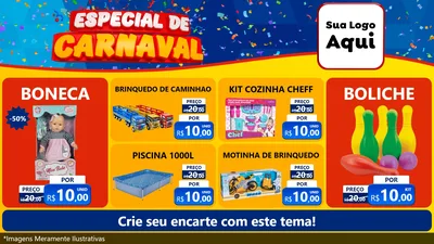 Modelo de TV para TV Horizontal com o tema Especial de Carnaval para Brinquedos