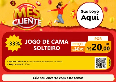 Modelo de Cartaz para Cartaz A4 Horizontal com o tema Mês do Cliente para Cama, Mesa e Banho
