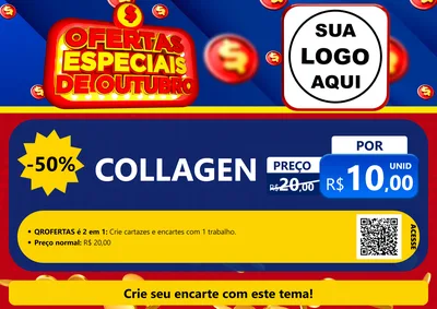 Modelo de Cartaz para Cartaz A4 Horizontal com o tema Ofertas Especiais de Outubro para Suplementos alimentares