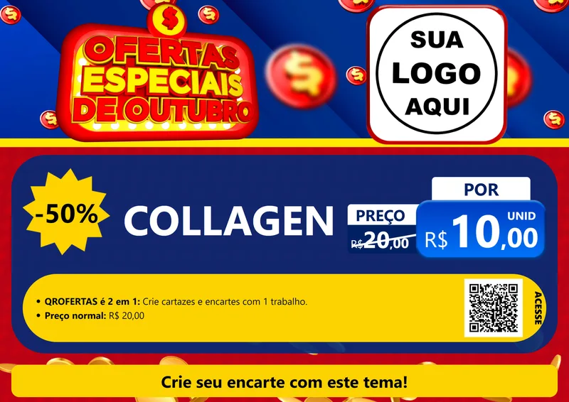 Modelo de Cartaz para Cartaz A4 Horizontal com o tema Ofertas Especiais de Outubro para Suplementos alimentares