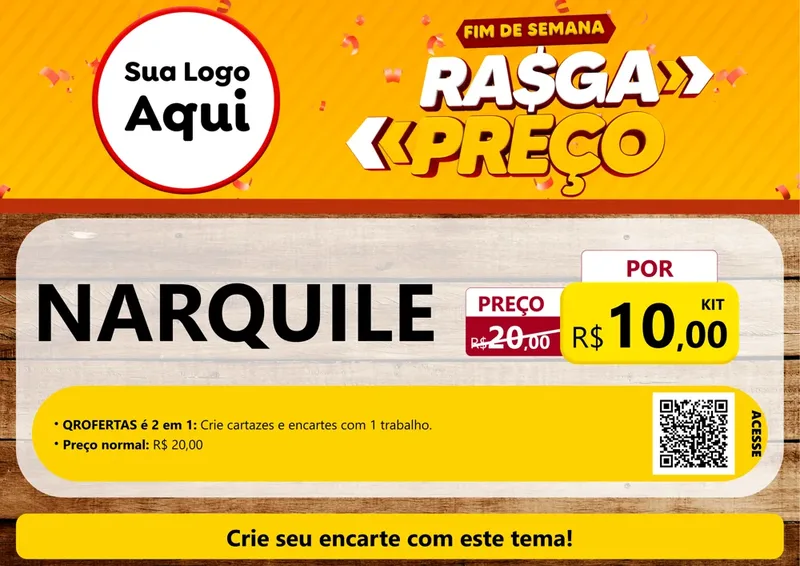 Modelo de Cartaz para Cartaz A4 Horizontal com o tema Fim de Semana Rasga Preços para Tabacaria