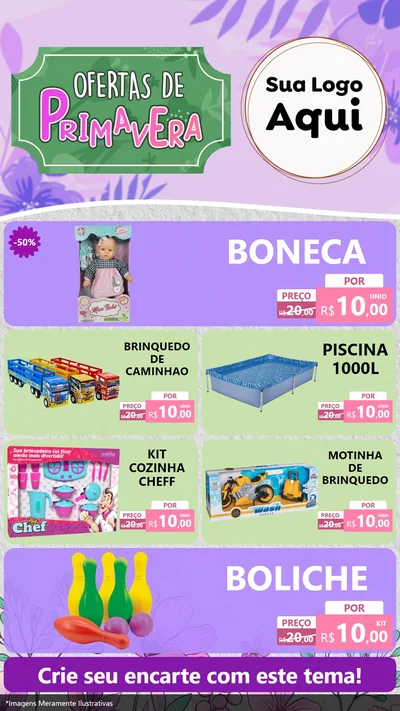 Modelo de TV para TV Vertical com o tema Ofertas de Primavera para Brinquedos
