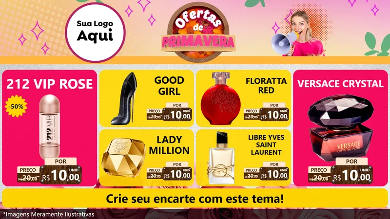 Modelo de TV para TV Horizontal com o tema Ofertas de Primavera para Perfumes