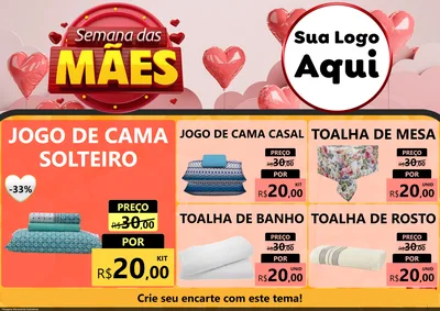 Modelo de Encarte para Encarte A4 Horizontal com o tema Semana das Mães para Cama, Mesa e Banho