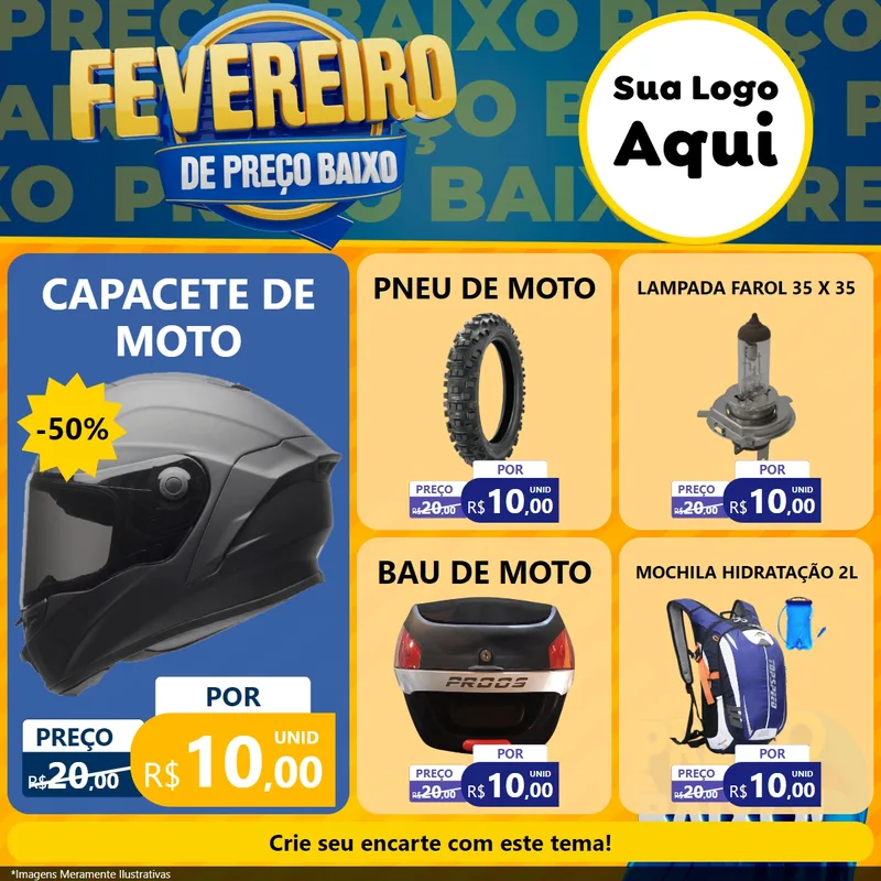 Modelo de Rede Social para Feed Facebook com o tema Fevereiro de Preço Baixo para Moto peças