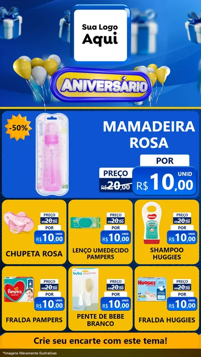 Modelo de Rede Social para Stories com o tema Aniversário para Bebês