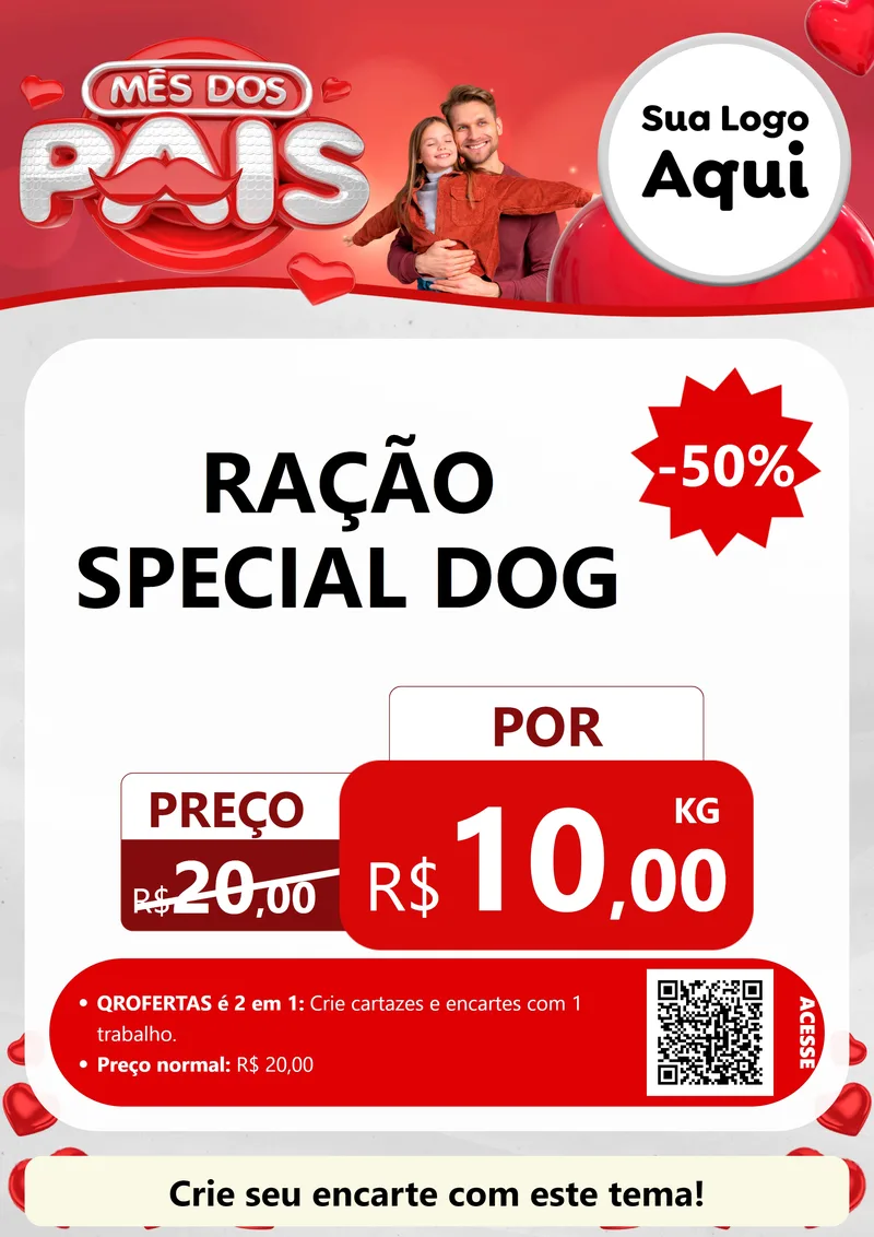 Modelo de Cartaz para Cartaz A4 Vertical com o tema Mês dos Pais para Pet Shop