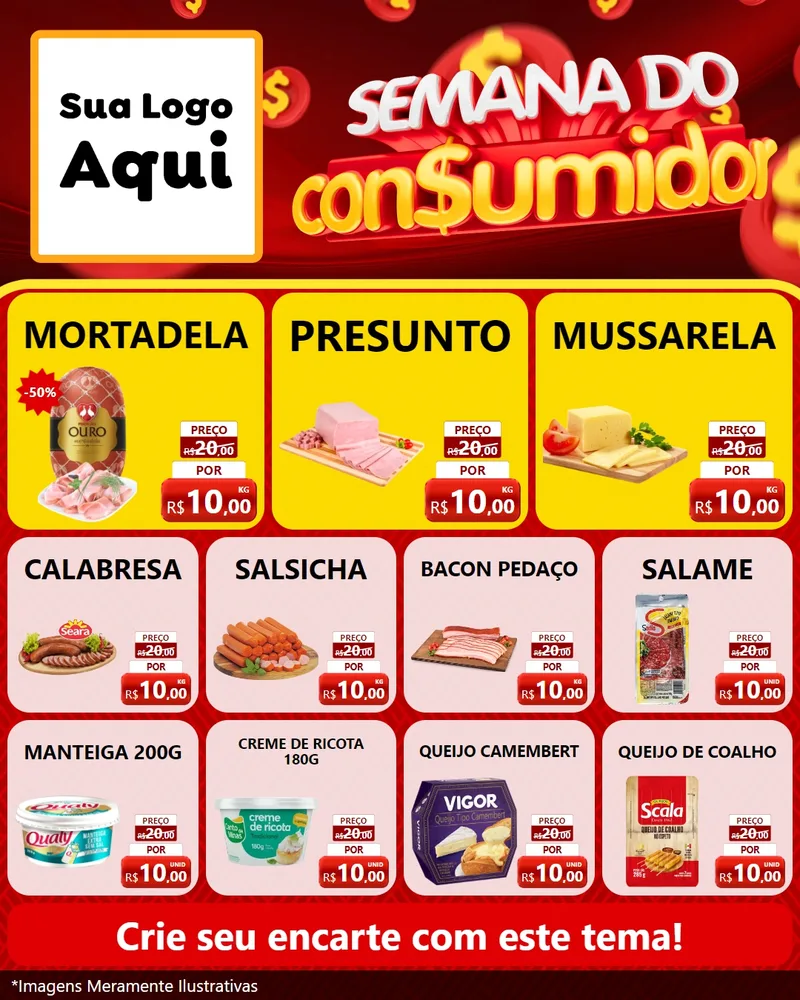 Modelo de Rede Social para Feed Instagram com o tema Semana do Consumidor para Frios e Laticínios
