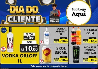 Modelo de Encarte para Encarte A4 Horizontal com o tema Dia Do Cliente para Distribuidora de bebidas