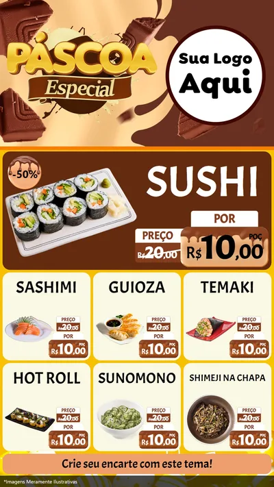 Modelo de Rede Social para Stories com o tema Páscoa Especial para Comida japonesa