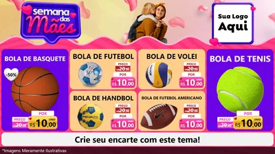 Modelo de TV para TV Horizontal com o tema Semana das Mães para Artigos Esportivos