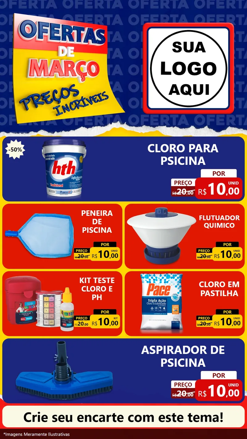 Modelo de TV para TV Vertical com o tema Ofertas de Março - Preços Incríveis para Produtos para Piscina