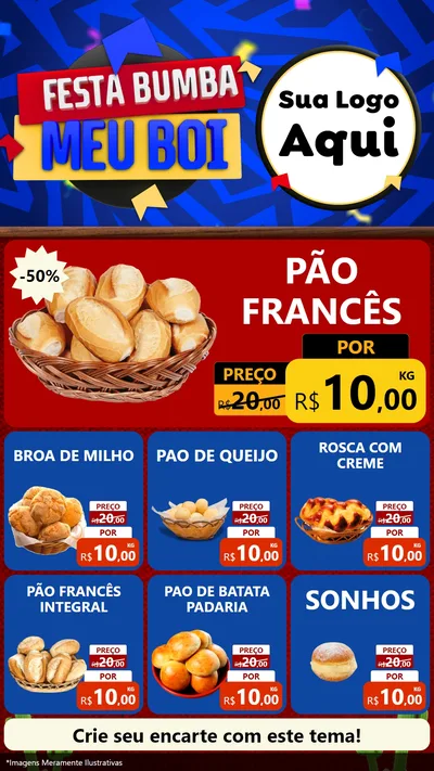 Modelo de Rede Social para Stories com o tema Festa Bumba meu Boi para Padaria