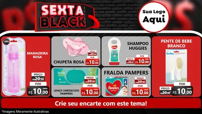 Modelo de TV para TV Horizontal com o tema Sexta Black para Bebês
