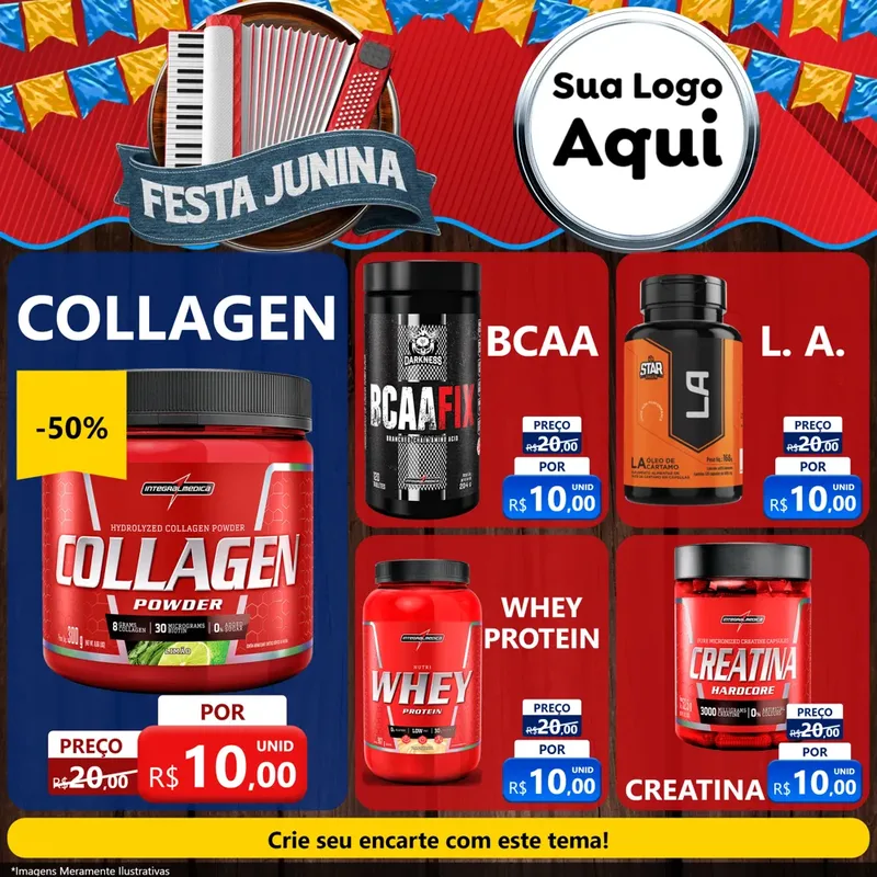 Modelo de Rede Social para Feed Facebook com o tema Festa Junina para Suplementos alimentares