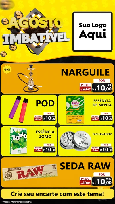 Modelo de TV para TV Vertical com o tema Agosto Imbatível para Tabacaria