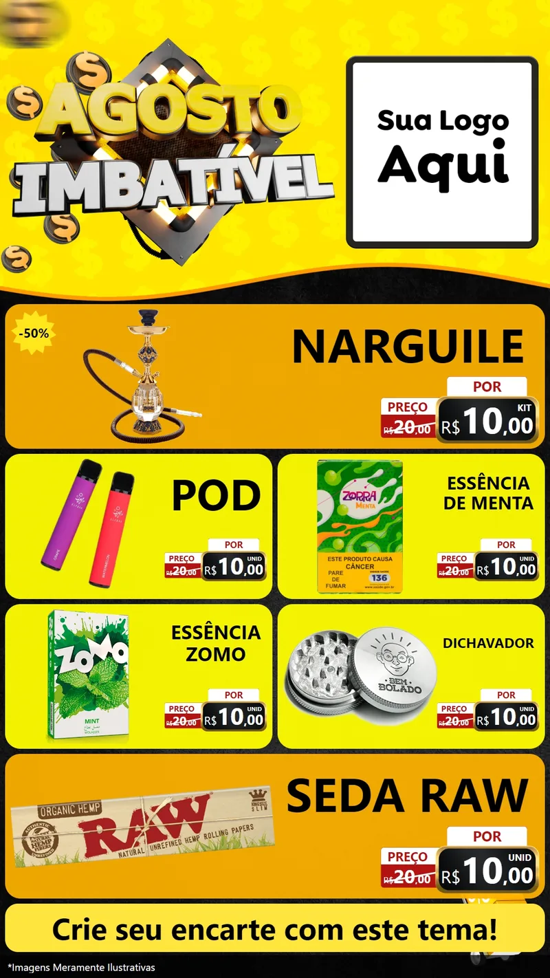 Modelo de TV para TV Vertical com o tema Agosto Imbatível para Tabacaria