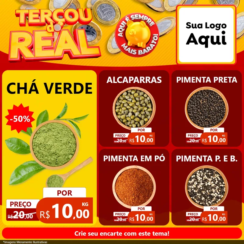 Modelo de Rede Social para Feed Facebook com o tema Terçou do Real para Produtos Naturais
