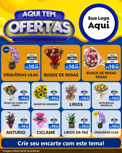 Modelo de Rede Social para Feed Instagram com o tema Aqui Tem Ofertas para Floricultura e jardim