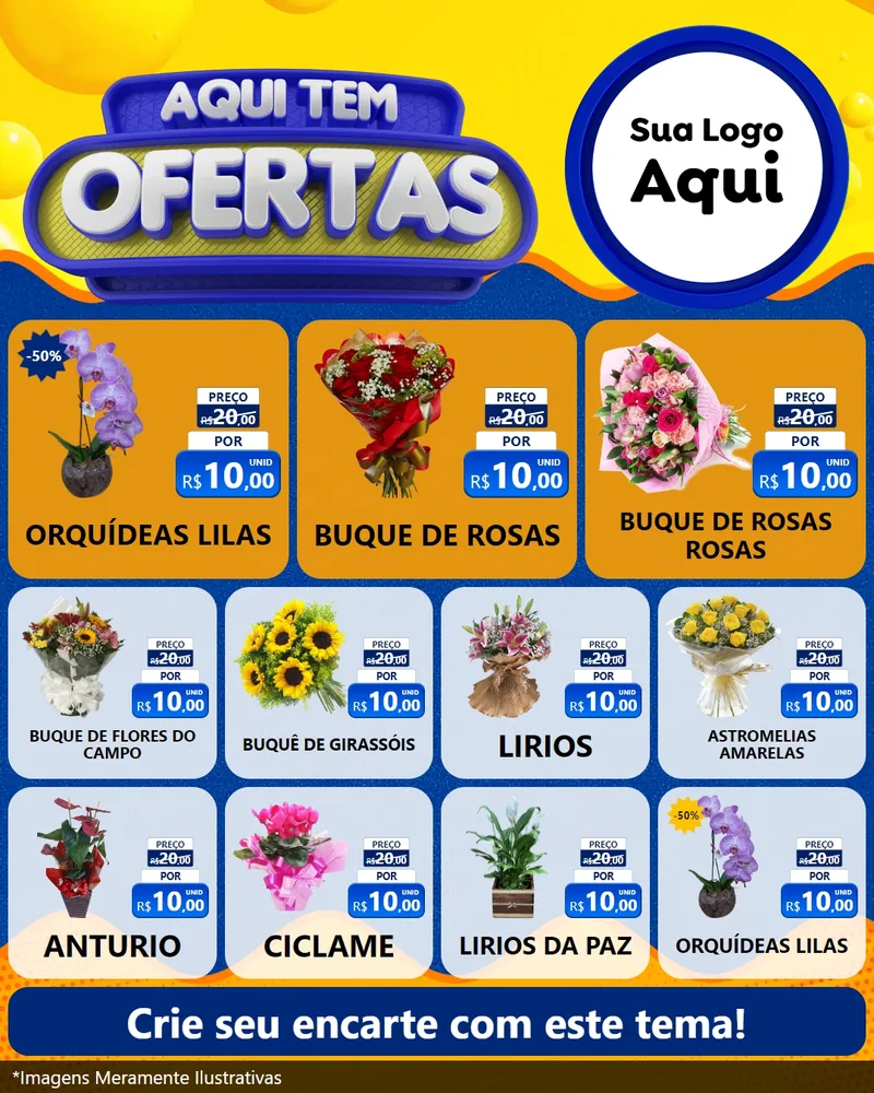 Modelo de Rede Social para Feed Instagram com o tema Aqui Tem Ofertas para Floricultura e jardim