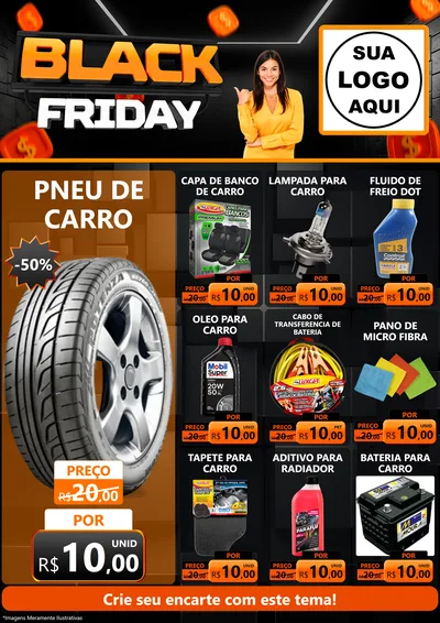 Modelo de Encarte para Encarte A4 Vertical com o tema Black Friday para Auto peças