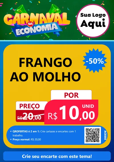 Modelo de Cartaz para Cartaz A4 Vertical com o tema Carnaval da Economia para Restaurante