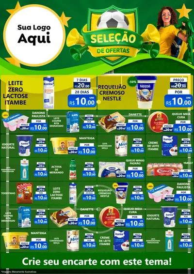 Modelo de Encarte para Encarte A4 Vertical com o tema Seleção de Ofertas - Copa para Frios e Laticínios