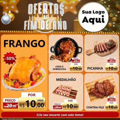 Modelo de Rede Social para Feed Facebook com o tema Ofertas de Fim de Ano para Assados