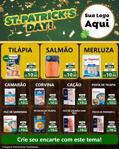 Modelo de Rede Social para Feed Instagram com o tema St Patriks Day para Peixaria
