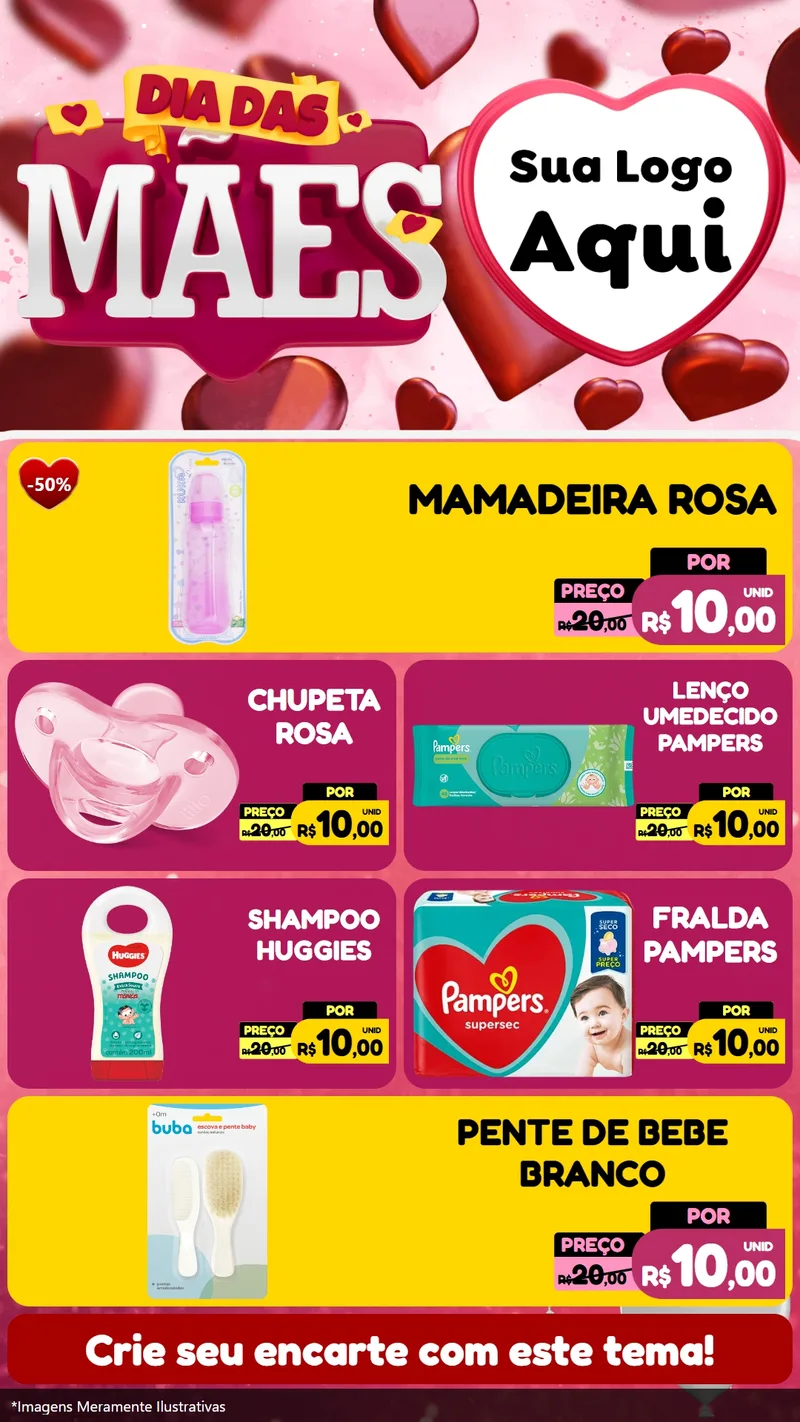 Modelo de TV para TV Vertical com o tema Dia Das Mães para Bebês