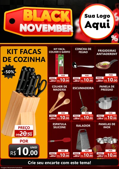 Modelo de Encarte para Encarte A4 Vertical com o tema Black November para Utilidades Domésticas
