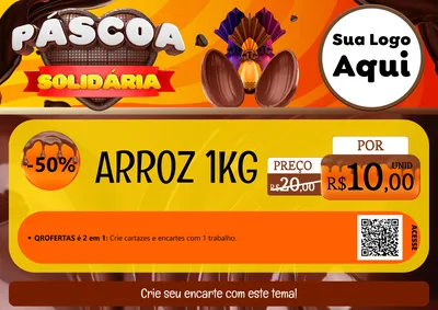 Modelo de Cartaz para Cartaz A4 Horizontal com o tema Páscoa Solidária para Supermercado