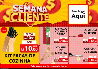 Modelo de Encarte para Encarte A4 Horizontal com o tema Semana do Cliente para Utilidades Domésticas