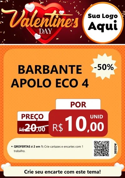 Modelo de Cartaz para Cartaz A4 Vertical com o tema Valentine's Day para Armarinho e Aviamentos