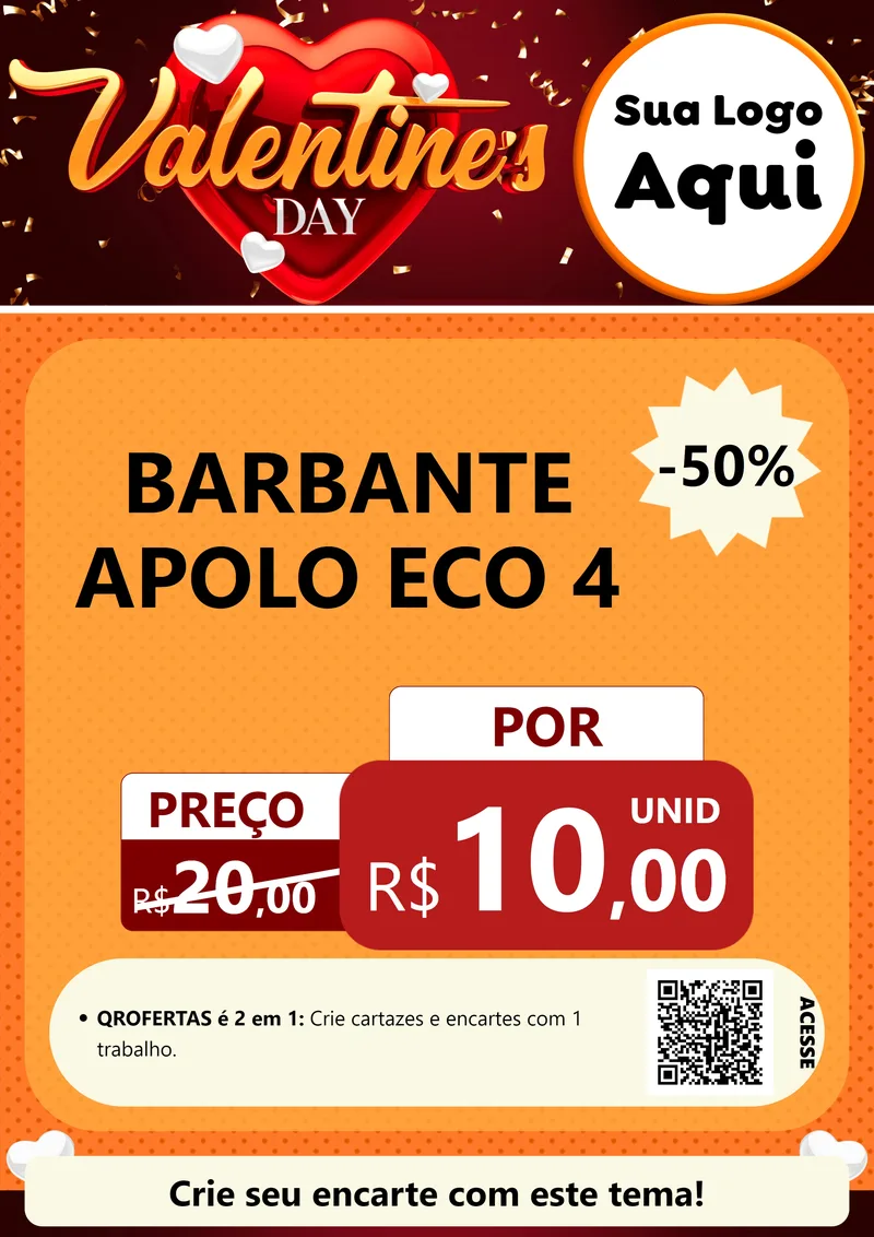 Modelo de Cartaz para Cartaz A4 Vertical com o tema Valentine's Day para Armarinho e Aviamentos