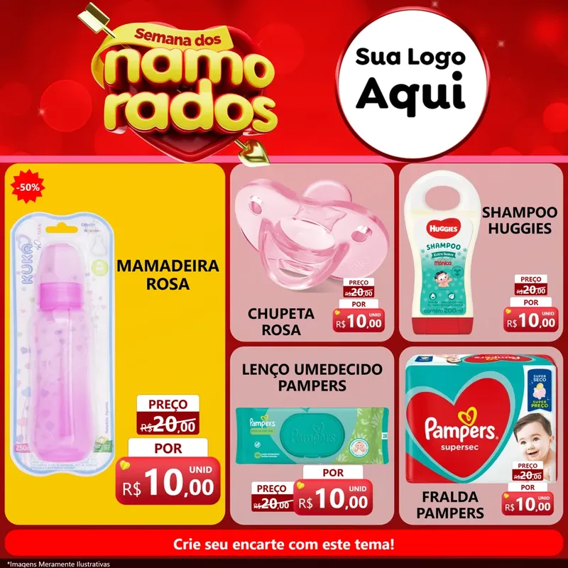 Modelo de Rede Social para Feed Facebook com o tema Semana dos namorados para Bebês