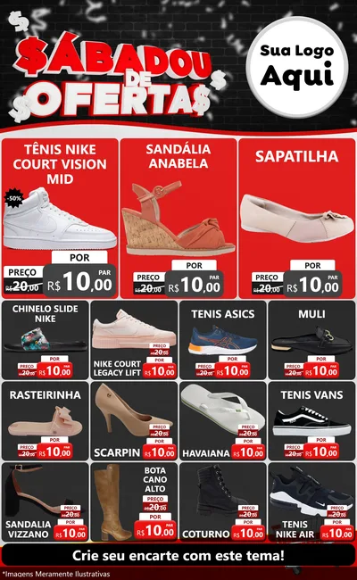 Modelo de Encarte para Encarte Grande com o tema Sabadou de Ofertas para Calçados