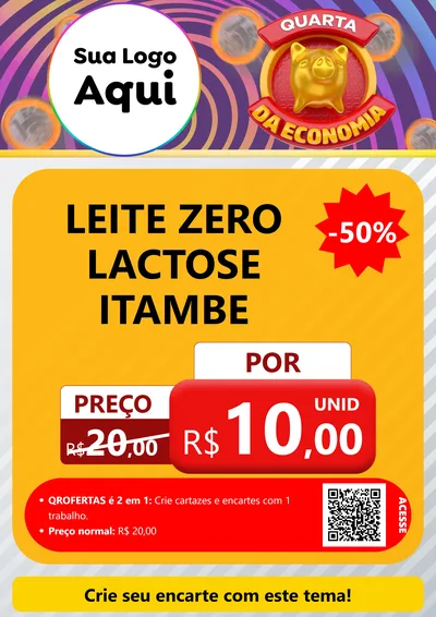 Modelo de Cartaz para Cartaz A4 Vertical com o tema Quarta da Economia para Frios e Laticínios