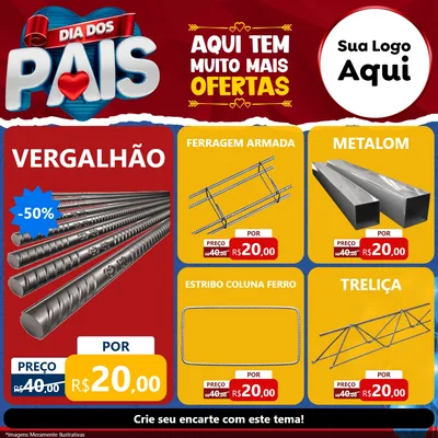Modelo de Rede Social para Feed Facebook com o tema Dia dos Pais para Ferragens