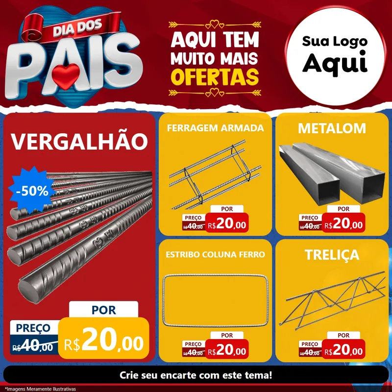 Modelo de Rede Social para Feed Facebook com o tema Dia dos Pais para Ferragens